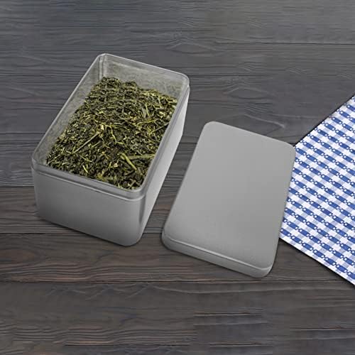 קופסא פח מלבנית לוקשיני, מיכל פח תה מקרה אחסון ריק מיני מכולות עם מכסים לממתקי תה