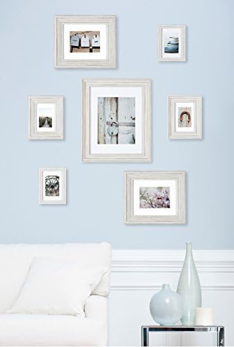 גלריה מושלמת 7 חתיכות 7 חלקים לבנים מסגרת צילום גלריה ערכת קיר עם הדפסי אמנות דקורטיביים ותבנית תלויה