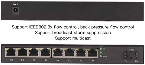 מתג סיבי Ethernet של Vingvo Gigabit, Plug and Play 100-240V 10 100 1000M 1 יציאה אופטית 8 POWER PORT FORNET