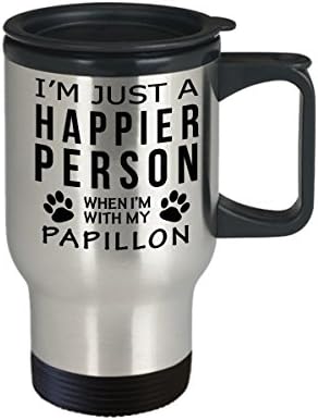 חובב כלבים טיול ספל קפה - אדם מאושר יותר עם מתנות הצלה בעלים של פפילון