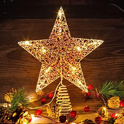 כוכב טופר עץ חג המולד של לוהו, כוכב עיצוב אדום בגודל 10 אינץ