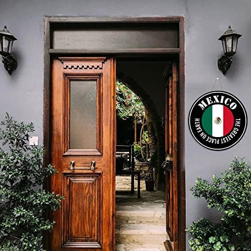 Augwed המקום הגדול ביותר על כדור הארץ מקסיקו ברוך הבא שלט עץ מקסיקו דגל מקסיקו דלת כניסה עיצוב עיצוב לקול קול קולב כניסה