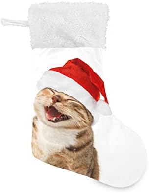 Alaza Alaza Stovings Cattockings Cat בכובע חג המולד קלאסי קלאסי קלאסי קישוטי גרב גדולים לעיצוב עונת החגים המשפחתית תפאורה