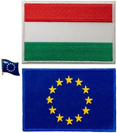 טלאי לוגו של איחוד האירופי+דגל לאומי דגל לאומי חום אטום תיקון גיבוי+סיכת תג של האיחוד האירופי, אביזרים מתכת, סיכת