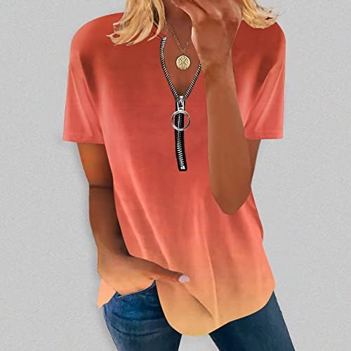 חולצות טי קצרות של שרוול קצר של נשים חולצות צבעוניות צבעוניות צמרות טוניקה מטושטשות מזדמנים