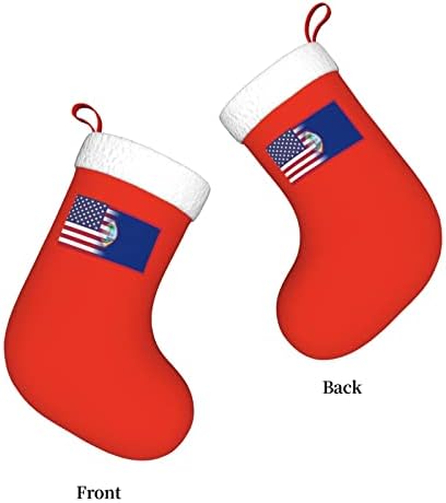 TZT דגל אמריקאי ודגלו של גרבי חג המולד של גואם, מתנות למסיבת חג חג המולד לקישוטים לחג משפחתי 18 אינץ '
