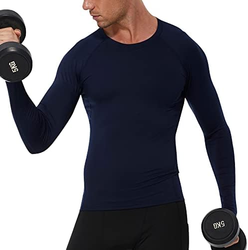 גברים של ספורט דחיסת חולצה אימון ריצה ארוך שרוול מגניב יבש בסיס שכבה פעיל ספורט חולצה כושר חולצות
