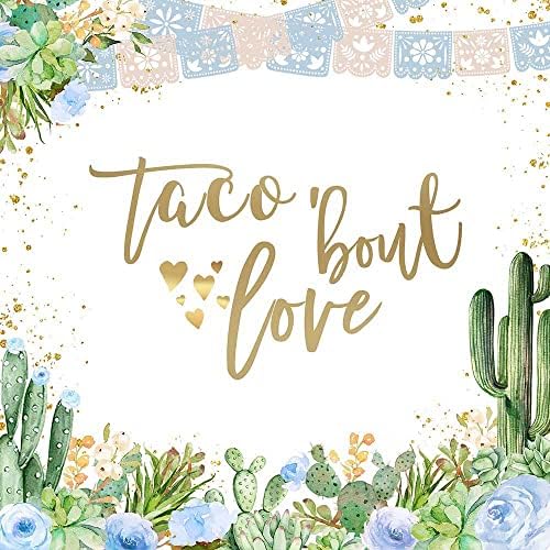 Avezano Taco Bout Love Love רקע כחול זהב כחול פרחי קקטוס חתונה מקלחת כלה רקע מקסיקני פיאסטה נושאים רווקות רווקות אירוס