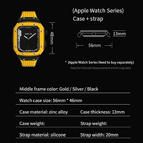 Houcy for Apple Watch Series 8 גבר סגסוגת שעון מארז 44 ממ 42 ממ 45 ממ גומי מתכת יוקרתי גומי נירוסטה אביזרי