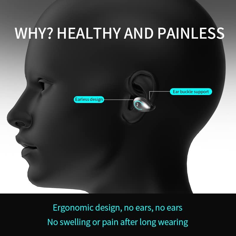 קליפ אוזניים של Tepola אוזניות Bluetooth IPX4 מפלס Bluetooth 5.0 עמיד למים תואם לטלפוני אנדרואיד iPhone