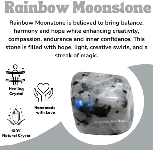 קשת ירח אבן ירח גביש אבנים מפותלות סלעים מלוטשים - אבני פנינה טבעיות לריפוי - קריסטלי DIY להגנה