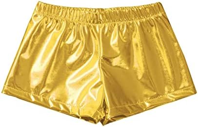 Kaerm ילדים בנות מתכות מכנסיים קצרים תלבושת ריקוד תלבושת עידוד אימון מכנסיים חמים אתלטי מתנפנף תחתונים זהב 8