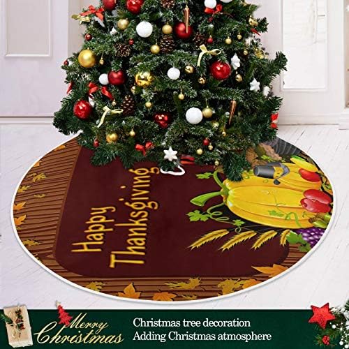 קישוט חצאית עץ חג המולד של Alaza, קישוט חצאית מיני עץ מיני קטן 35.4 אינץ 'עם חג ההודיה עם ירקות וטורקיה לקישוטים לבית חג ההודיה