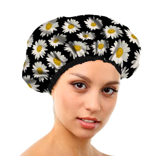 מקלחת כובע לנשים לשימוש חוזר עמיד למים אמבטיה כובע גדול עוצב מקלחת כובעי עבור כל שיער הגנת שיער כובעי אמבטיה-צהוב ברווז