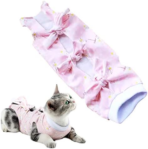 בגדי חיות מחמד של Gotodog לחתולים חולצת התאוששות חליפת חתול קיץ תחבושת נשית חוט גמילה חליפת חתול חליפה ורוד בגדי
