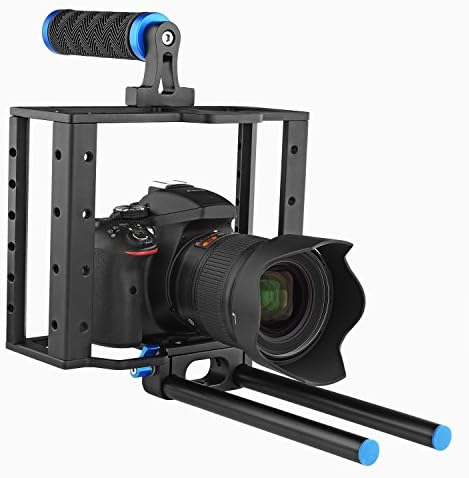 Opteka CXS-500 X-Cage Pro עם מערכת Handgrip ו- Rail עבור כל מצלמות ה- DSLR