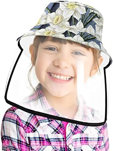 כובע מגן למבוגרים עם מגן פנים, כובע דייגים כובע אנטי שמש, פרחי ציור שמן וינטג 'פרחי נרקיס