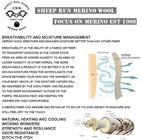 כבשים לרוץ גברים של צמר מרינו קל משקל טיולים ריצה אימון לנשימה בסיס שכבה חולצה