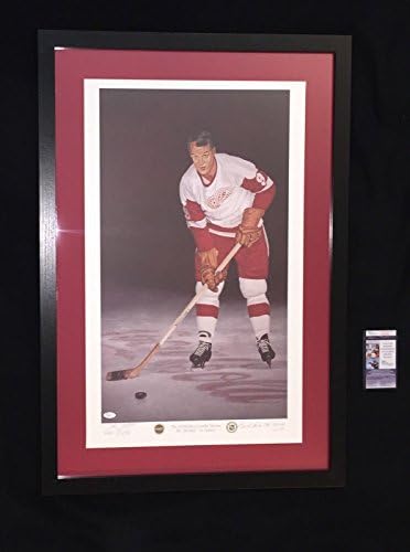 Gordie Howe חתום על דטרויט כנפיים אדומות ממוסגרות ומאטות ליטוגרפיה JSA COA - Artoggled NHL Art