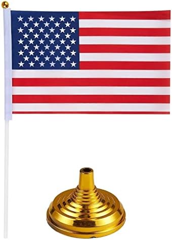 12-חבילה מיני אמריקאי דגלי עם מעמד בסיס עבור שולחן, ותיקים, 4 ביולי, יום זיכרון קטן מיניאטורי ארהב שולחן עבודה מרכזי עבור פטריוטי