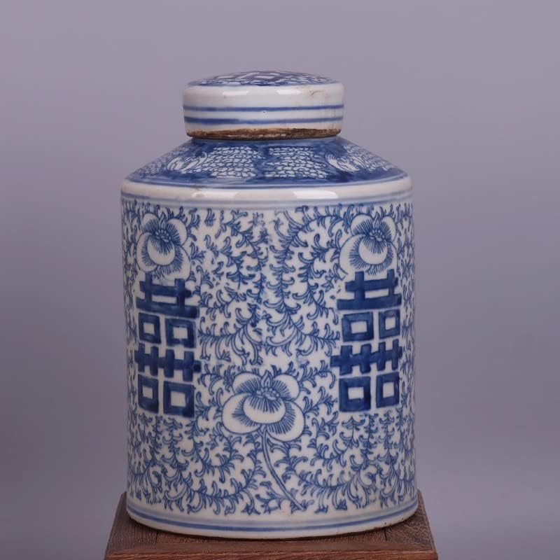 TJLSS דפוס אופי כחול לבן צנצנת תה קישוטים עתיקים