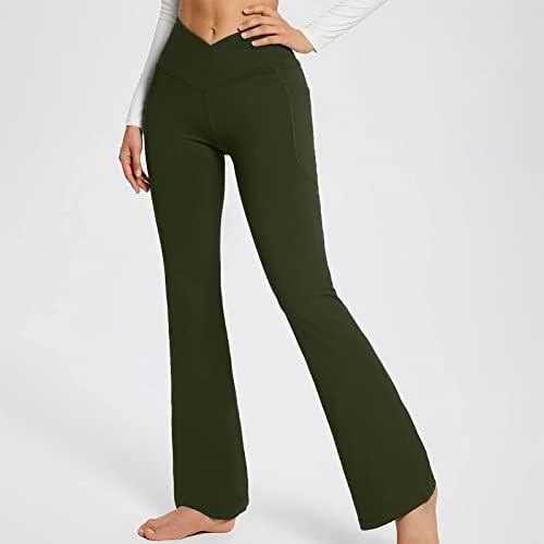 נאפו יוגה מכנסיים לנשים מוצק גבוהה מותן חותלות עם כיסים אלסטי בקרת רצים רגיל צבע כושר מכנסיים