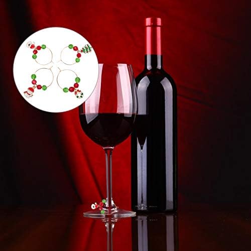 4 יחידות יין זכוכית קסמי חג המולד יין זכוכית תגיות חג המולד נושאים יין זכוכית סמני עבור חג חורף המפלגה טובות ספקי