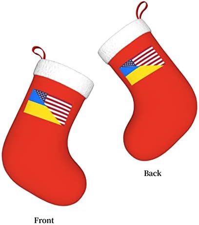 דגל אמריקה של TZT ודגל אוקראיני גרבי חג המולד, מתנות למסיבת חג חג המולד לקישוטים לחג משפחתי 18 אינץ '