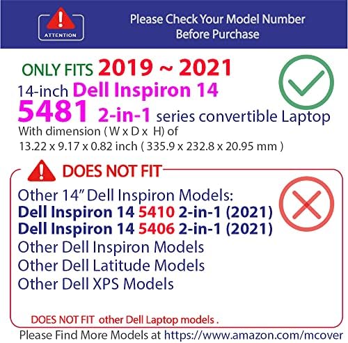 מארז McOver תואם לשנים 2019-2021 14 Dell Inspiron 14 5481 סדרה 2-in-1 מחשב נייד להמרה בלבד-אדום
