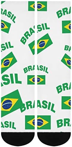 דגל של ברזיל צבע מודפס גרביים תואמות גרביים אתלטים ברכיים גבוהות לגברים נשים