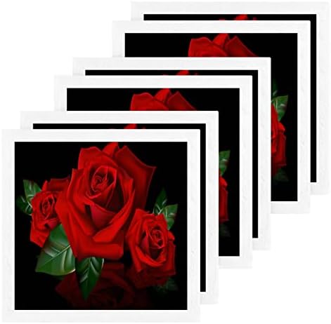 מבד שטיפה של אלזה סט ורד אדום - חבילה של 6, מטליות פנים כותנה, מגבות קצות האצבעות סופגות ורכות מאוד