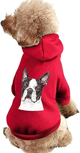חמוד בוסטון טרייר כלב קפוצ'ונים כלבים חמודים עם סווטשירט חמוד חיות חיות מחמד מעיל עם כובע