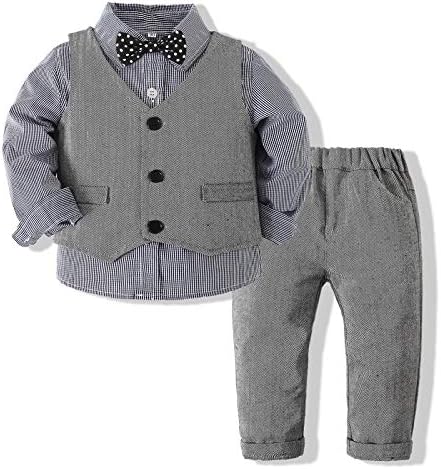 סט ג'נטלמן לתינוק עם חולצת שמלה+עניבת פרפר+אפוד ומכנסיים 3 pc סט