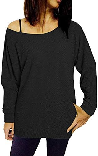 חולצה לנשים אזליאן נשים כבוי כתף סווטשירט ארוך שרוול סוודר מקרית טוניקת חולצות חולצה
