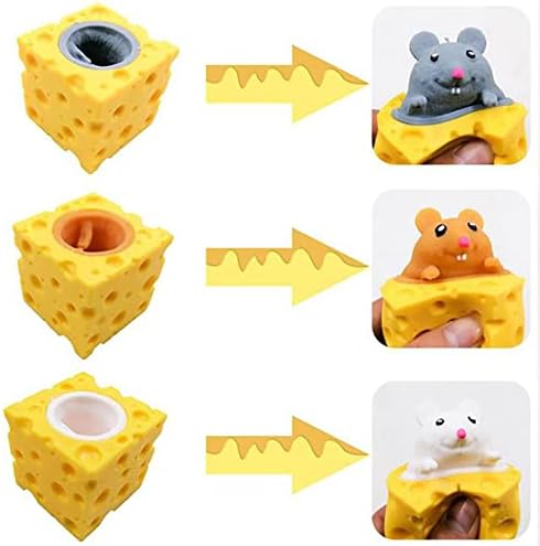 3 יחידות בעלי חיים מפתחים צעצועים עם כוס גבינה עכברים חמודים סוחטים צעצועים לילדים כוס סנאי גבינה צעצועים למבוגרים חרדה חרדה