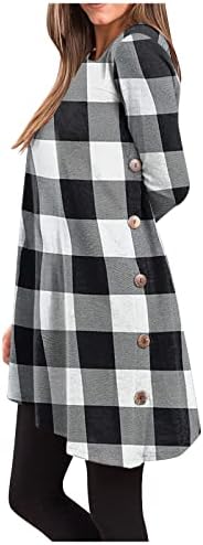 נשים שמלות מקרית בתוספת גודל אופנה סימן מזדמן פסים כפתור חולצה ארוך שרוול שמלת פטי שמלה
