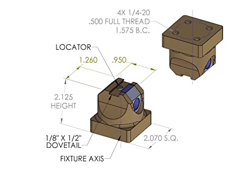 ראפטור-017 ס מ 0.50 מתקן להשתלב עם 54 מ מ מערכת 3 בסיס, 1 מהדק, 2.125 גובה, 2.070 רוחב, 2.070 אורך, נירוסטה, 17-4