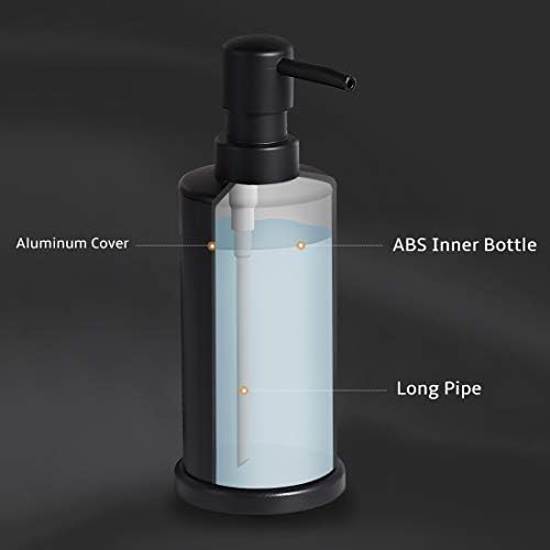 מתקן סבון נוזלי שחור בודד אלומיניום סבון יד מתקן 8.45 גרם אטום חלודה לחדר אמבטיה ומטבח