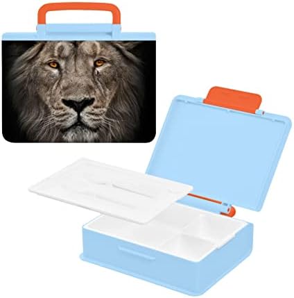 דיוקן Alaza של אריה דפוס בעלי חיים דפוס בנטו קופסת ארוחת צהריים ללא BPA מכולות ארוחת צהריים חסרות דליפה עם מזלג