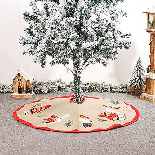 WLJDT XIAOJUAN פשתן קישוטים לחג המולד, בנים ובנות ארנב ארנב מודפס עץ חג המולד חצאית חצאית שטיח שטיח בית קישוט