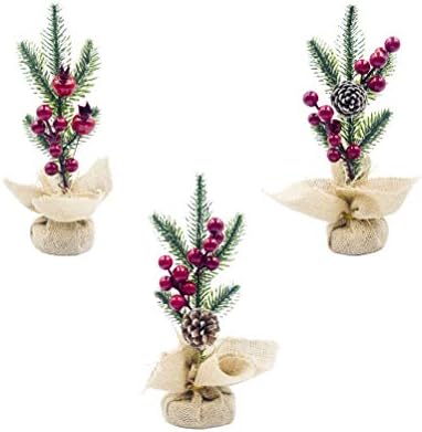 עיצוב חג המולד של Besportble 3 יחידים אדום קונוסים קישוטי חג המולד קישוטי חג המולד Pinecone שולחן צמח שולחן צמח מיני עץ