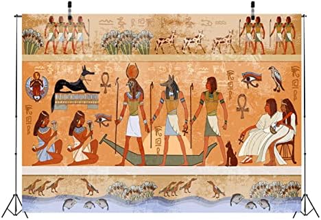 בלקו 12 על 10 רגל בד מצרי רקע עתיק מצרים סצנה מיתולוגיה אלוהיםופרעונים הירוגליפי מקדש ציורי קיר פטוגרפיה רקע למצרים