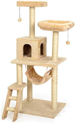 חתול שריטה צעצוע חתול חתלתול גרוד עץ עם חבל וערסל סריטות מיטת עץ טיפוס צעצוע פעילות מרכז חיות מחמד לשחק מגדל בית בית