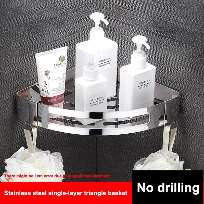 שכבות ZLXDP פינתי מדף מקלחת שמפו אמבטיה מחזיק מדף מקלחת מפלדה נירוסטה אגרוף חינם מטבח חצובה פינת פינת