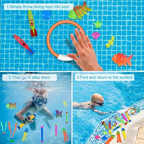 צעצועי צלילה בלנור, 28 יחידות צעצועי בריכת שחייה מתחת למים, צעצועי בריכה לילדים 8-12, צעצועי בריכה לפעוטות, משחק