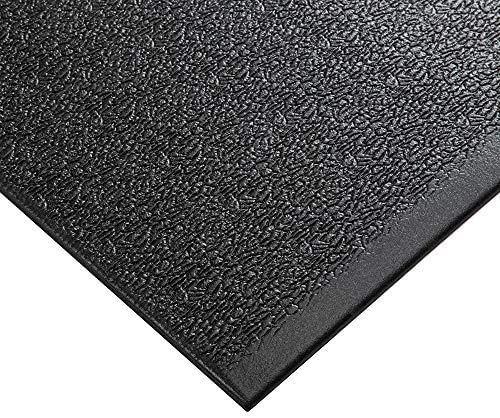 שטיח רצפה נוחות נגד עייפות מרקם, משטח גלי, ויניל, 3/8, מלבן, קצה משופע, 36 על 60, שחור