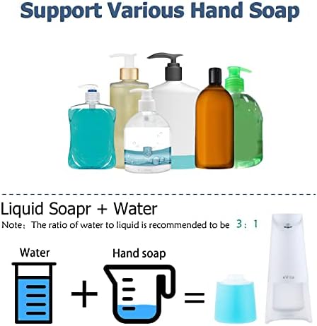 מתקן סבון אוטומטי, אוויטה ידיים מתמסר סבון מקציף בחינם, 250 מל חיישן תנועה אינפרא אדום משטח הדחף ללא מגע מתקן סבון לקצף