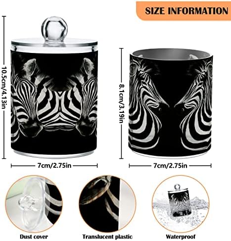Yyzzh Zebra Animal Wild עם פסים שחור ולבן 4 חבילות מתקן מחזיקי QTIP לכדור כותנה כפפות עגולות כותנה חוט דנטלי 10 גרז