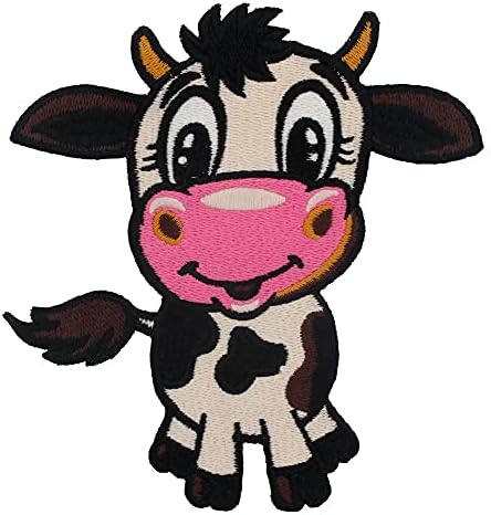 פרות חלב חמודות טלאים רקמה של בעלי חיים מצוירים לילדים חולצת טריקו בגדים דקורטיביים אפליקציות תפור על תג