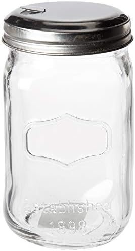 מיכל זכוכית צנצנת סוכר של יורקשייר מייסון עם מכסה מתכת כלי זכוכית למטבח ביתי מיכל אחסון לשימור מזון לקפה, תה, תבלינים, דגני